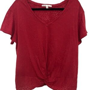 Seven7 Red Short Sleeve Twist Front Tee Size L